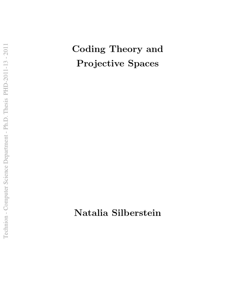 Coding Theory in Projective Spaces | PDF | Forward Error Correction ...