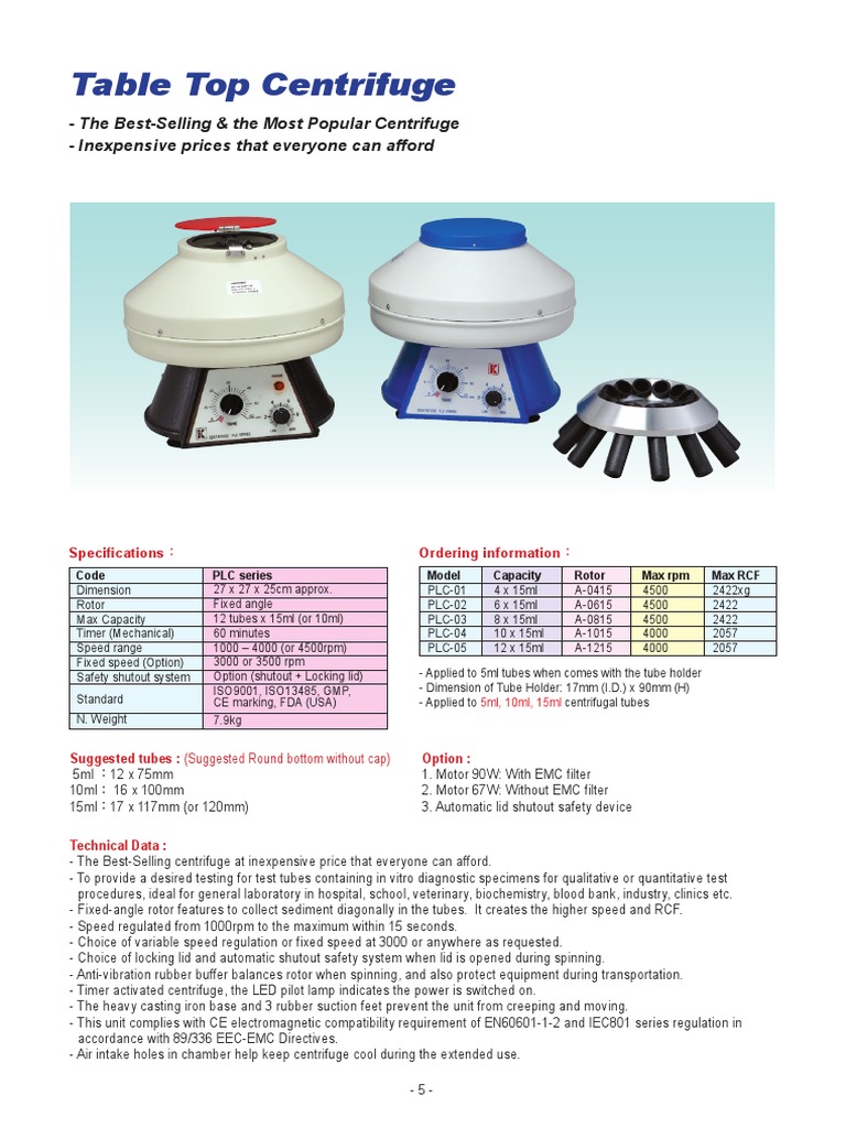 Centrifugi PLCXX Gemmy | PDF | Centrifuge | Manufactured Goods