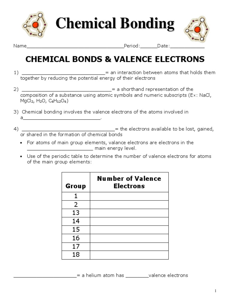 PKT Bonding23 Student Notes  PDF  Ionic Bonding  Chemical Bond With Valence Electrons Worksheet Answers