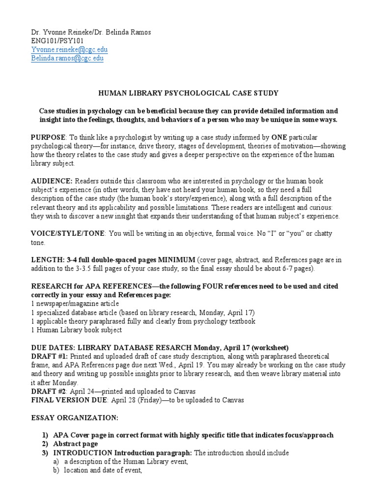 Human Library Case Study in APA Format | PDF | Paragraph | Case Study