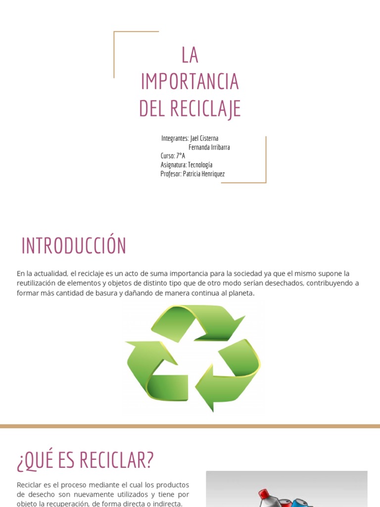 La Importancia Del Reciclaje | PDF | Reciclaje | El plastico