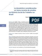 Trabalho Doméstico - Considerações Sobre Um Tema Recente de Estudos Na História Social Do Trabalho No Brasil