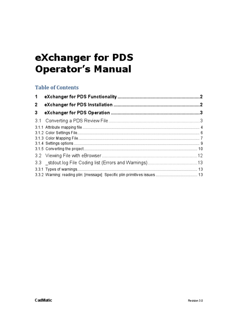 Exchanger For Pds Operator'S Manual: Cadmatic | PDF | File Format ...