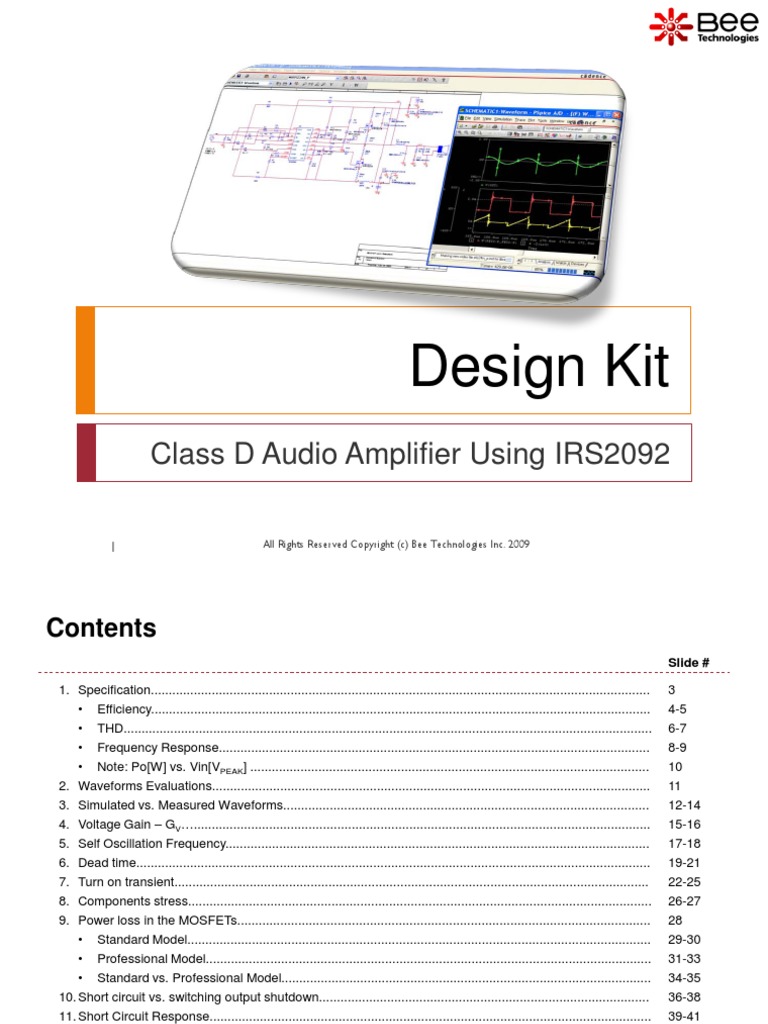 Design Kit: Class D Audio Amplifier Using IRS2092 | PDF