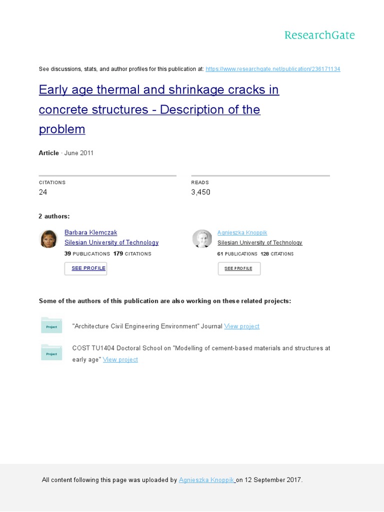 Early Age Thermal and Shrinkage Cracks in Concrete Structures ...