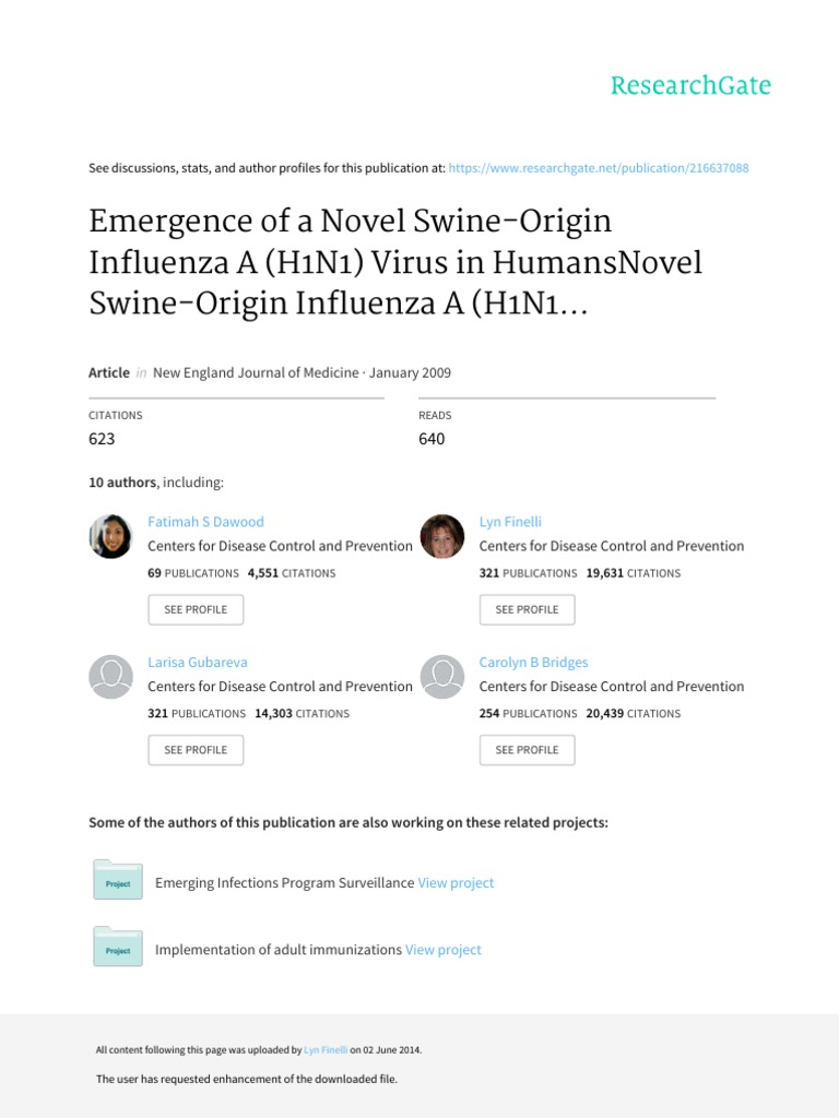 Emergence of A Novel Swine-Origin Influenza A H1N1 | PDF | Swine ...