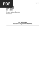 Process Industry Practices Insulation: PIP INTG1000 Insulation Inspection Checklist