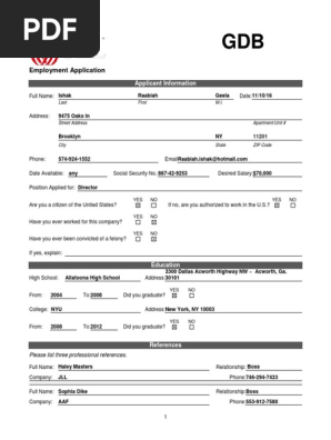 employment application