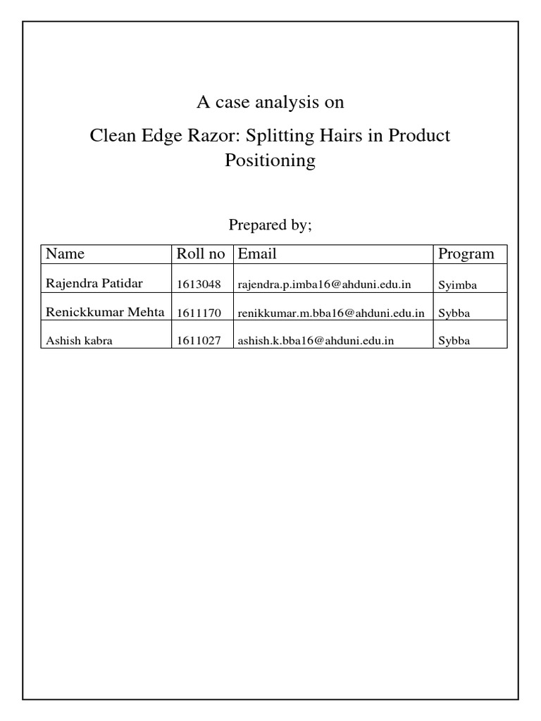 A Case Analysis On Clean Edge Razor Pdf Razor Shaving