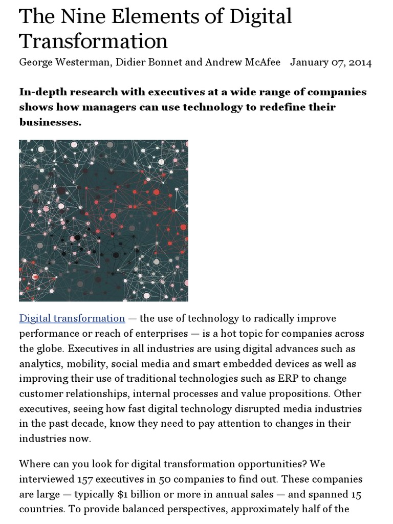 Nine Elements of Digital Transformation | PDF | Sales | Business Process