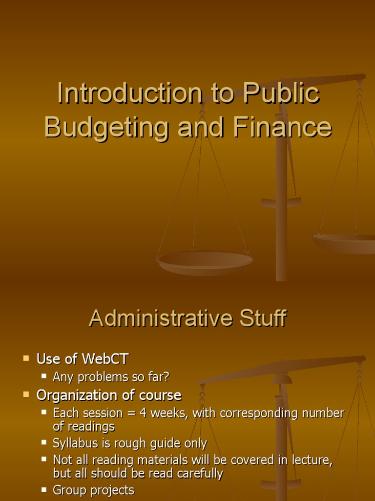 Introduction To Public Budgeting and Finance PDF Welfare Economics