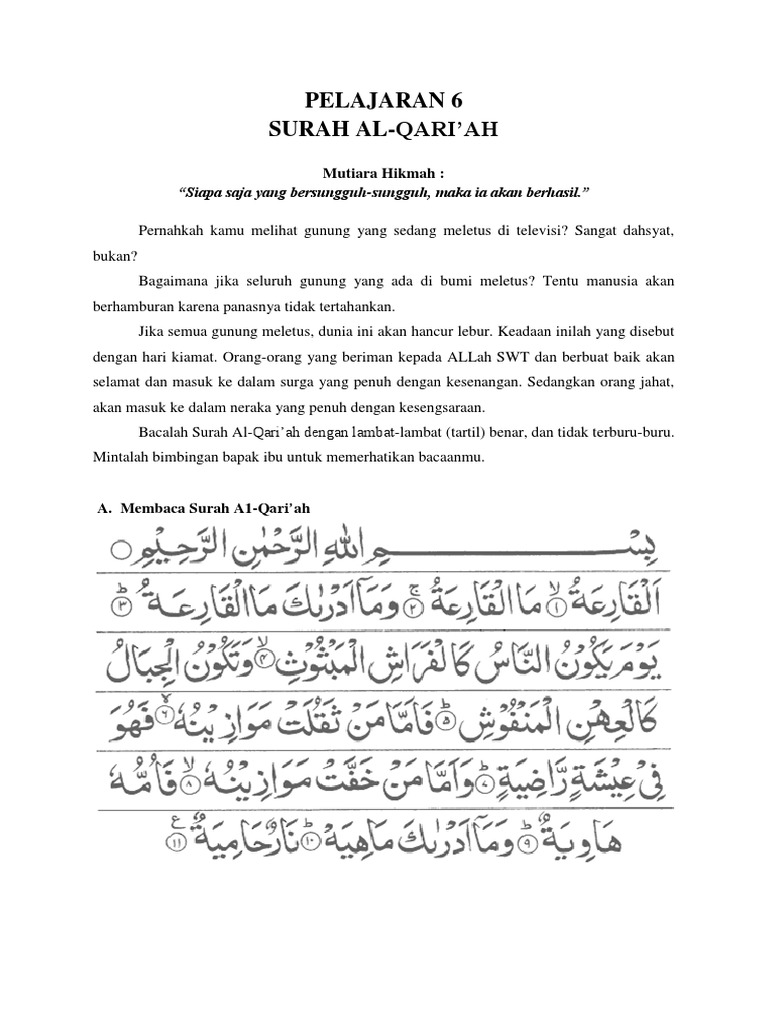 Pelajaran 6 Surah Al Qari Ah Mutiara Hikmah