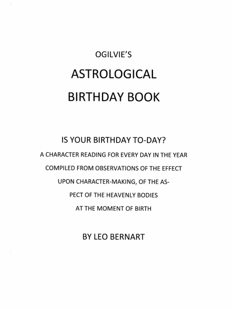 Bernart Leo Ogilvie S Astrological Birthday Book Pdf