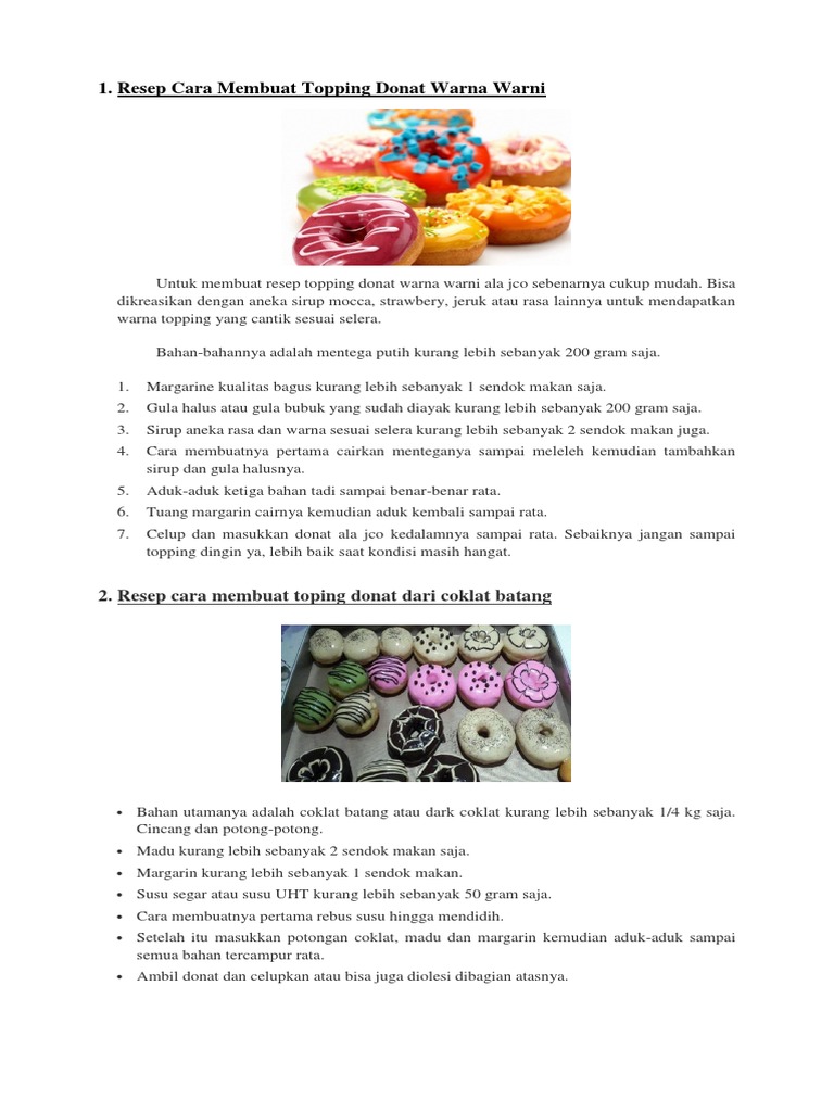 Resep Cara Membuat Topping Donat Warna Warni Pdf