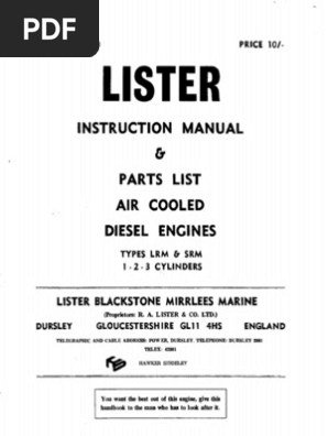 LISTER SW2 MARINE INSTRUCTION MANUAL COPY LISTER SW2 MARINE INSTRUCTION MANUAL COPY