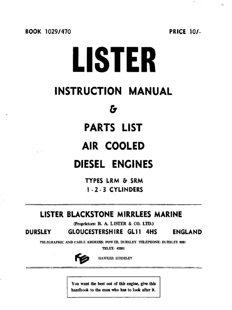 Lister petter manual | ebay. Top 10 mahindra generator repair ...