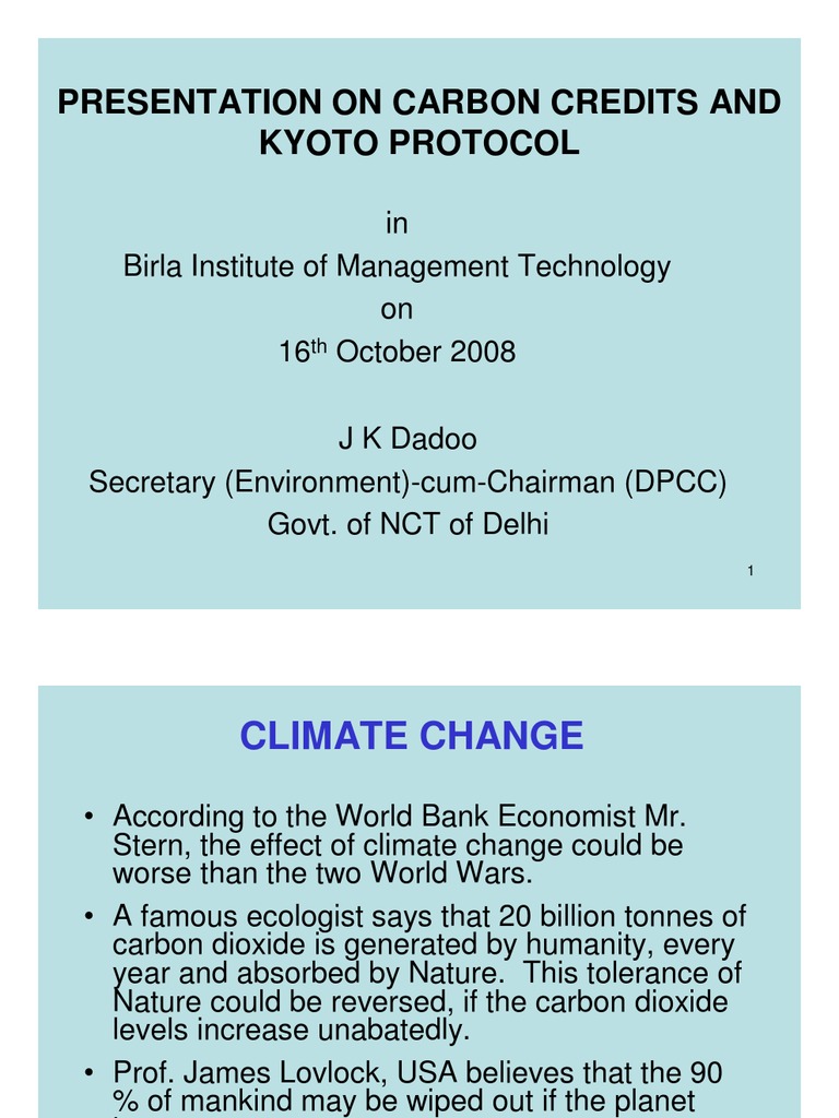 Carbon Credits in Kyoto Protocol Overview | PDF | Carbon Tax | Kyoto ...