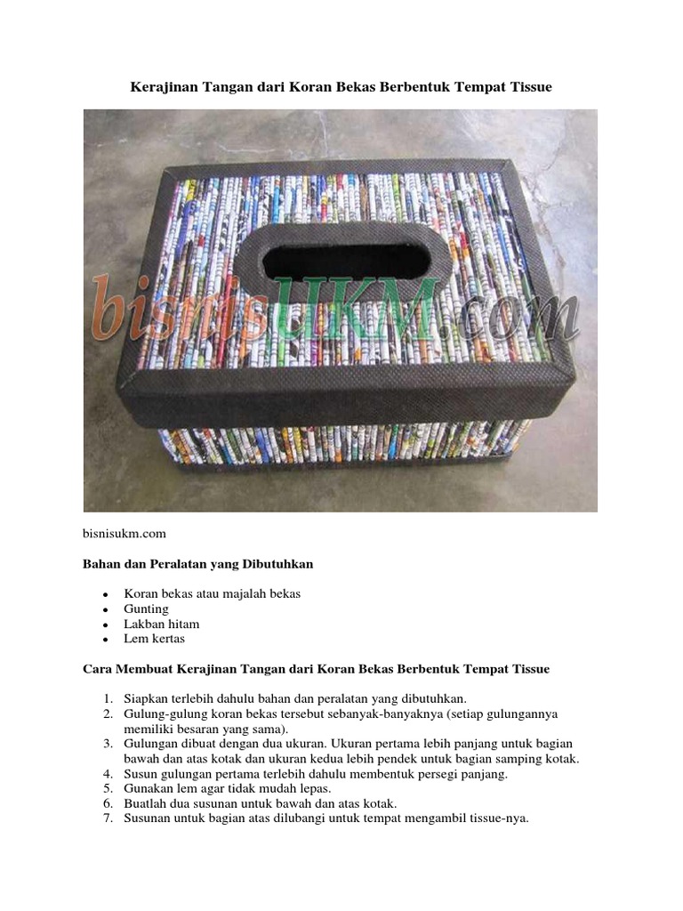 Kerajinan Tangan Dari Koran Bekas Berbentuk Tempat Tissue