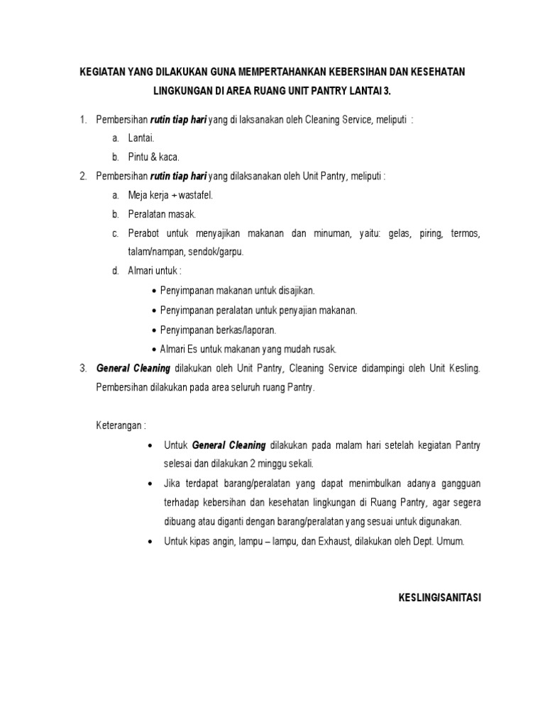 SOP Ruang Pantry PDF