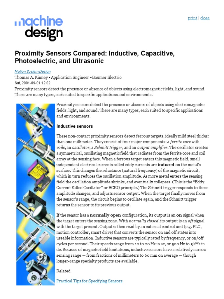 Proximity Sensor Types Explained | PDF | Inductor | Sensor