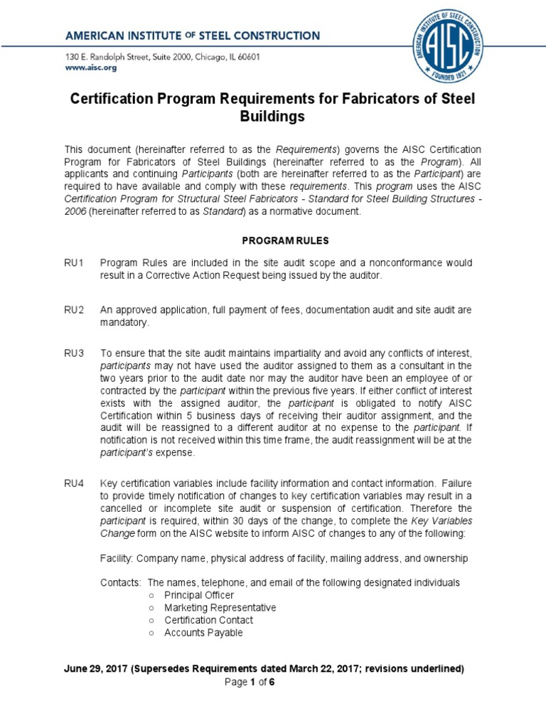Aisc Building-Program-Requirements PDF | PDF | Audit | Specification ...