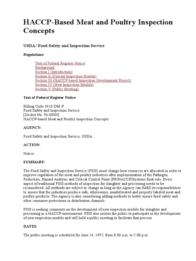 HACCPmeat and Poultry Food Safety Hazard Analysis And Critical