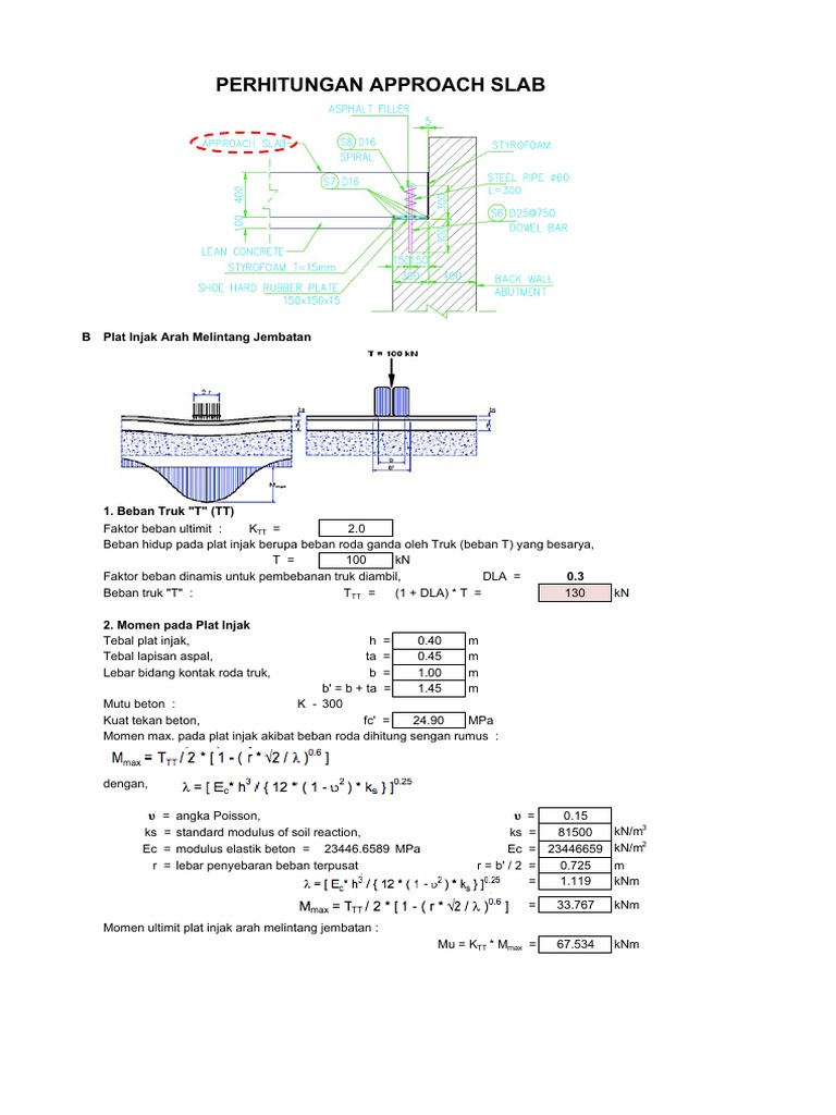 Desain Plat Injak Jembatan dan Pembesian | PDF