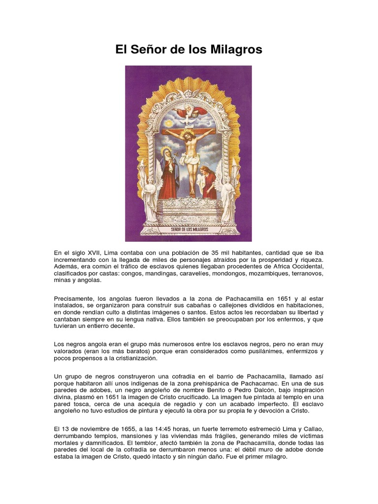 Historia Del Señor de Los Milagros | PDF | Religión y creencia