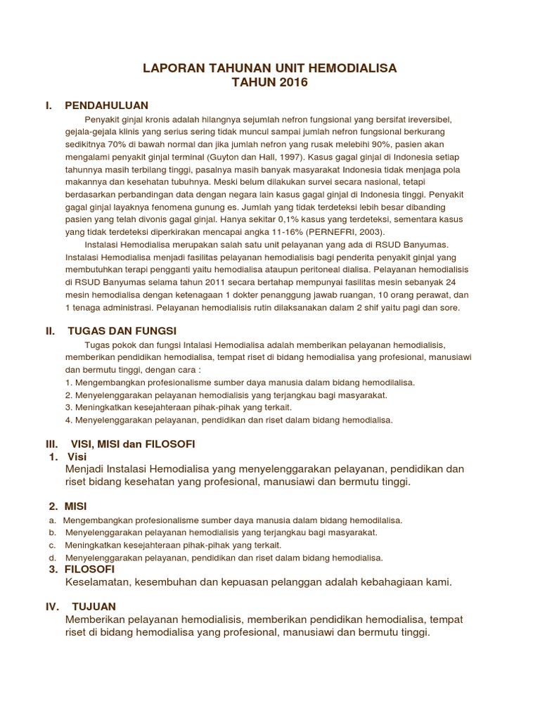 Laporan Tahunan Unit Hemodialisa
