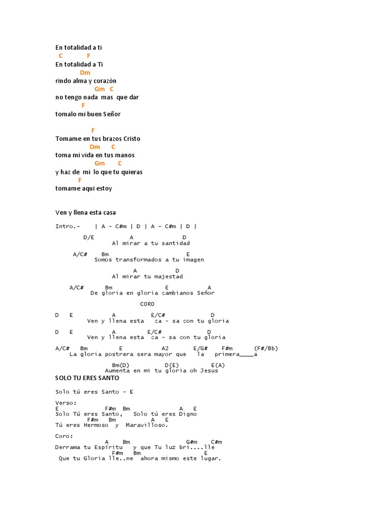 Letra y acordes de "En totalidad a ti" | PDF | Cristo (título) | Comportamiento religioso y ...