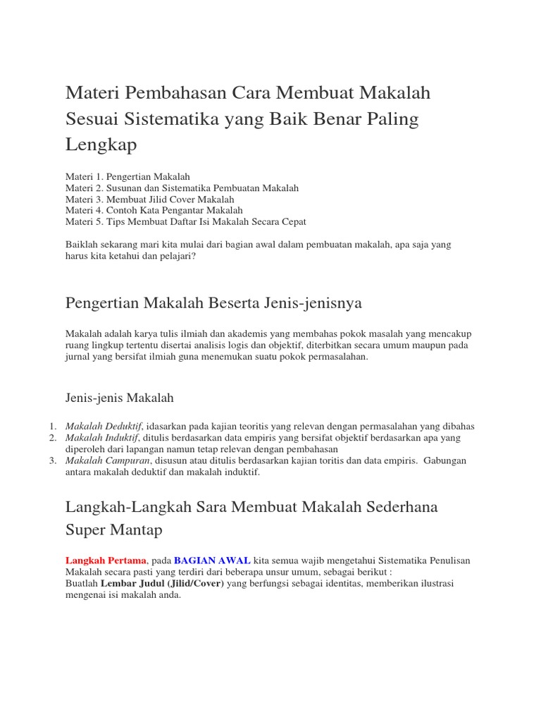 Contoh Artikel Ilmiah Yang Baik Dan Benar Temukan Contoh