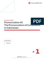 Pronunciation #1 The Pronunciation of Consonants in Indonesian