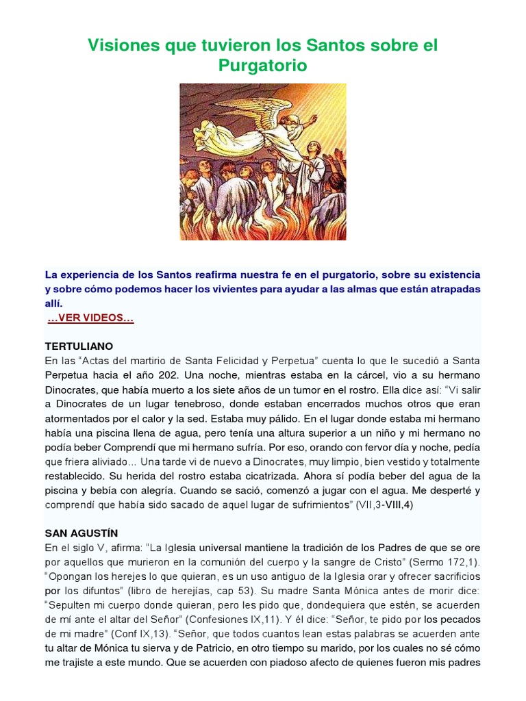Visiones Que Tuvieron Los Santos Sobre El Purgatorio | PDF | Purgatorio ...