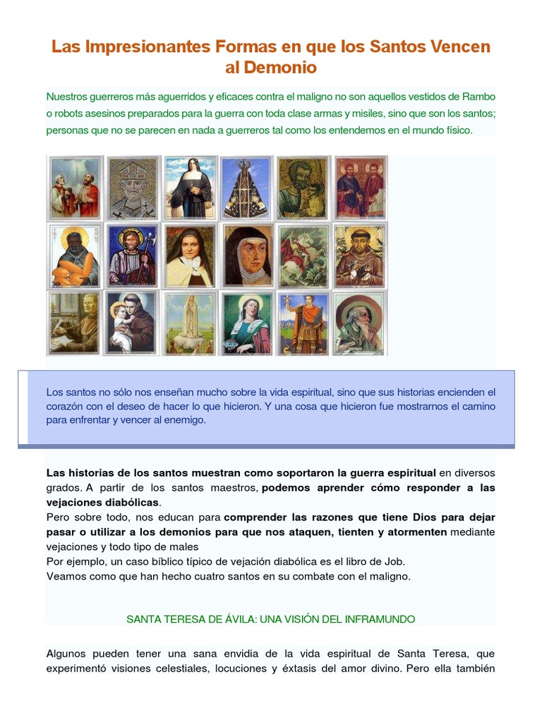 Las Impresionantes Formas en Que Los Santos Vencen Al Demonio | PDF ...