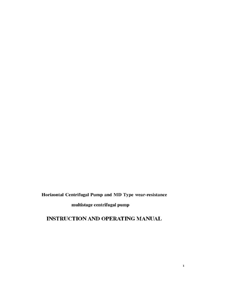 Multistage Centrifugal Pump Operation & Maintenance Manual | PDF | Pump ...