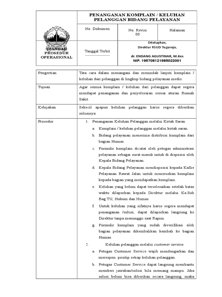 001.penanganan Komplain Keluhan Pelanggan | PDF | Pengelolaan Keuangan ...