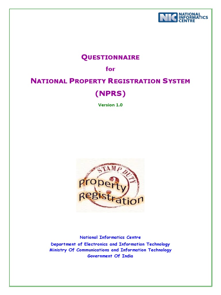 Questionnaire For National Property Registration System (NPRS) 3-Feb ...