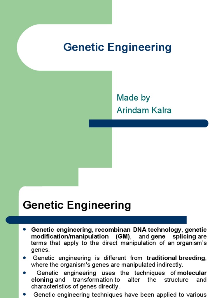 Overview of Genetic Engineering Techniques | PDF | Genetic Engineering ...