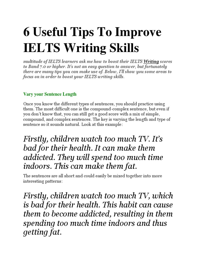 6 Useful Tips To Improve Ielts Writing Skills Pdf Comma Sentence