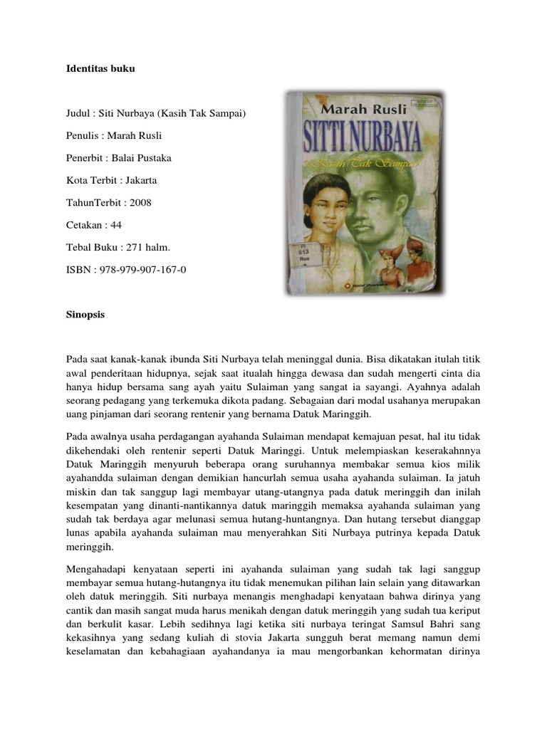 Resensi Novel Siti Nurbaya