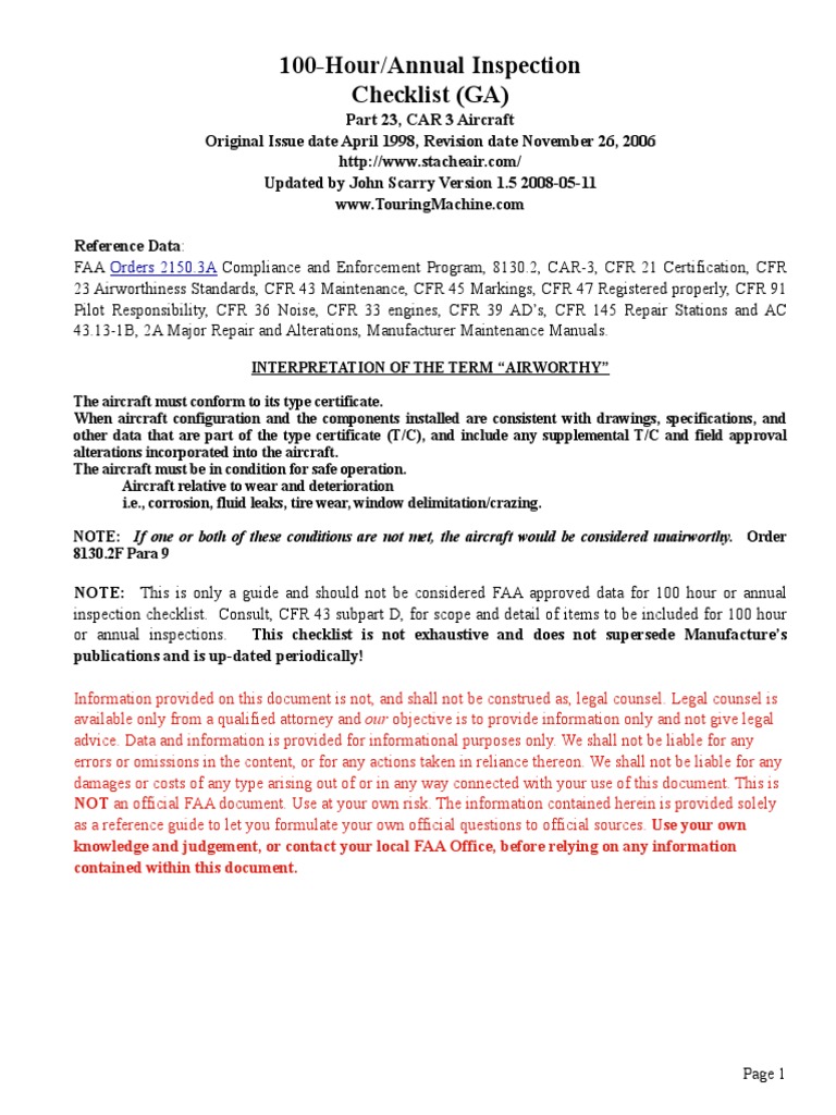 TMC Annual Checklist | PDF | Flight Control Surfaces | Vehicle Parts