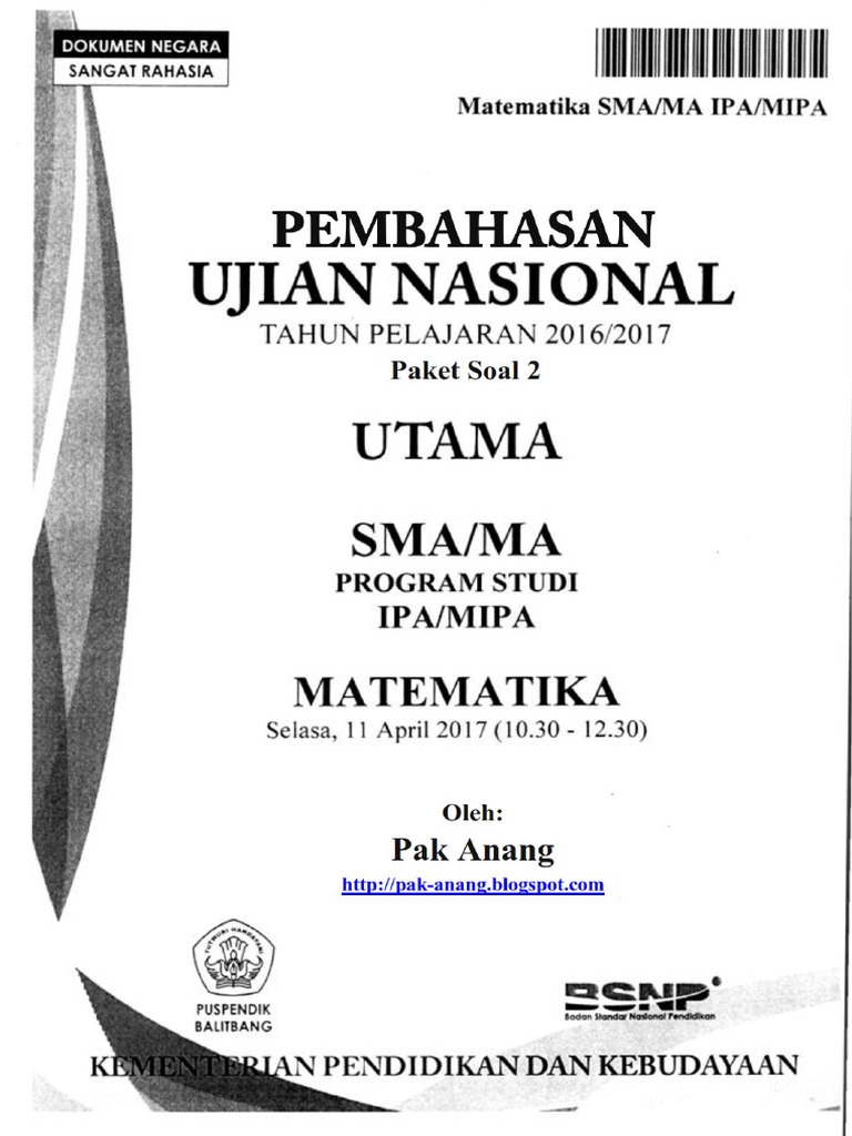 Pembahasan Soal UN Matematika SMA IPA 2017 Paket 2.pdf