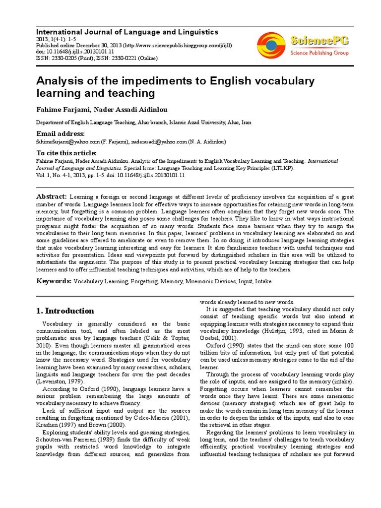Vocabulary Learning Challenges and Strategies | PDF | Vocabulary | Memory