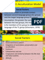 Schumann's Social Factors Model for Second Language Acquisition