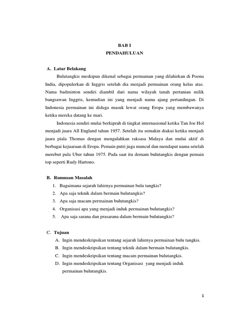 Sejarah Dan Peraturan Permainan Bulu Tangkis Pdf