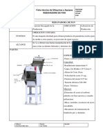 Ficha Tecnica de Rebanadora