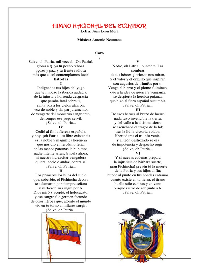 Himno nacional del ecuador himnos canciones patri ticas