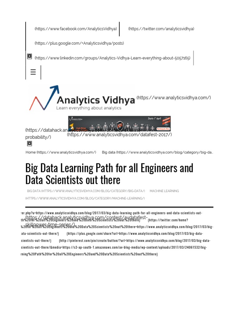 Big Data Learning Path For All Engineers and Data Scientists Ou PDF ...