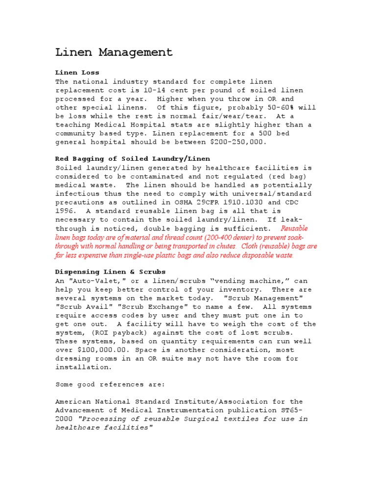 Linen Management & Cost Control | PDF | Business | Science & Mathematics
