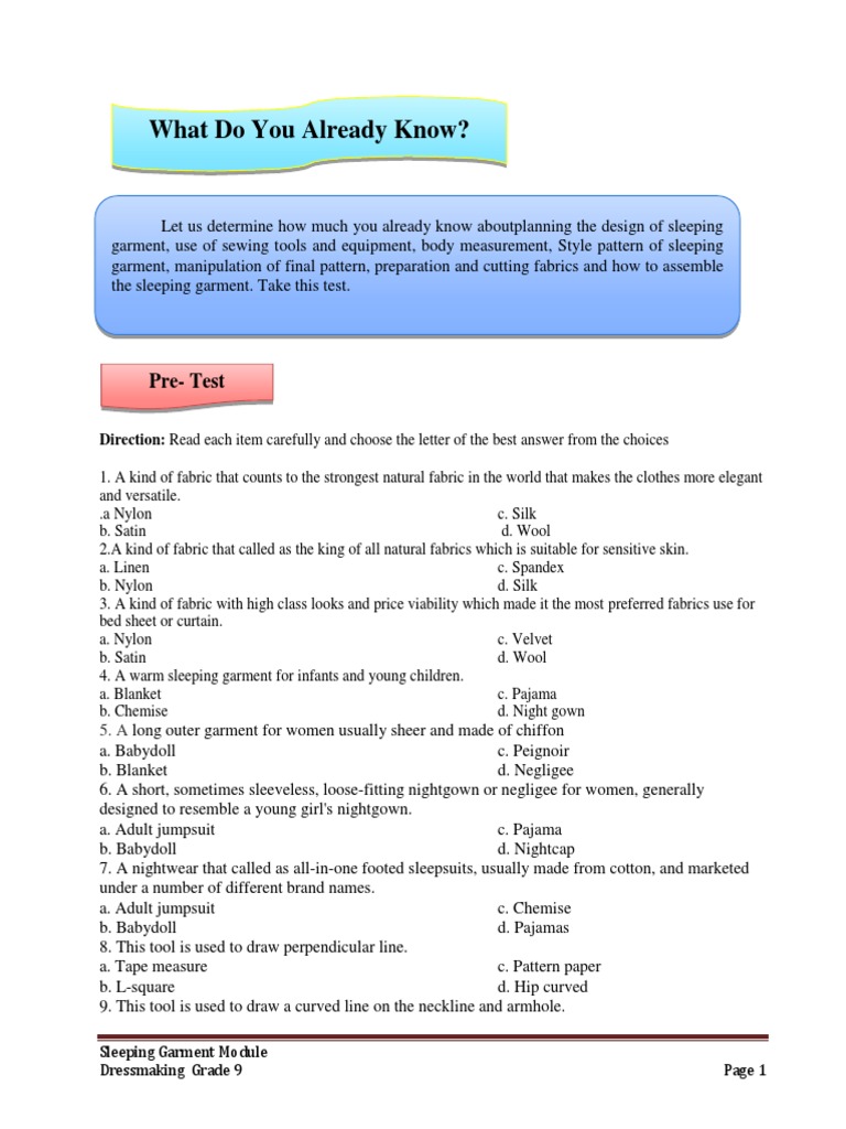 Sleeping Garment Module Latest Final 1111111 Sewing Seam Sewing